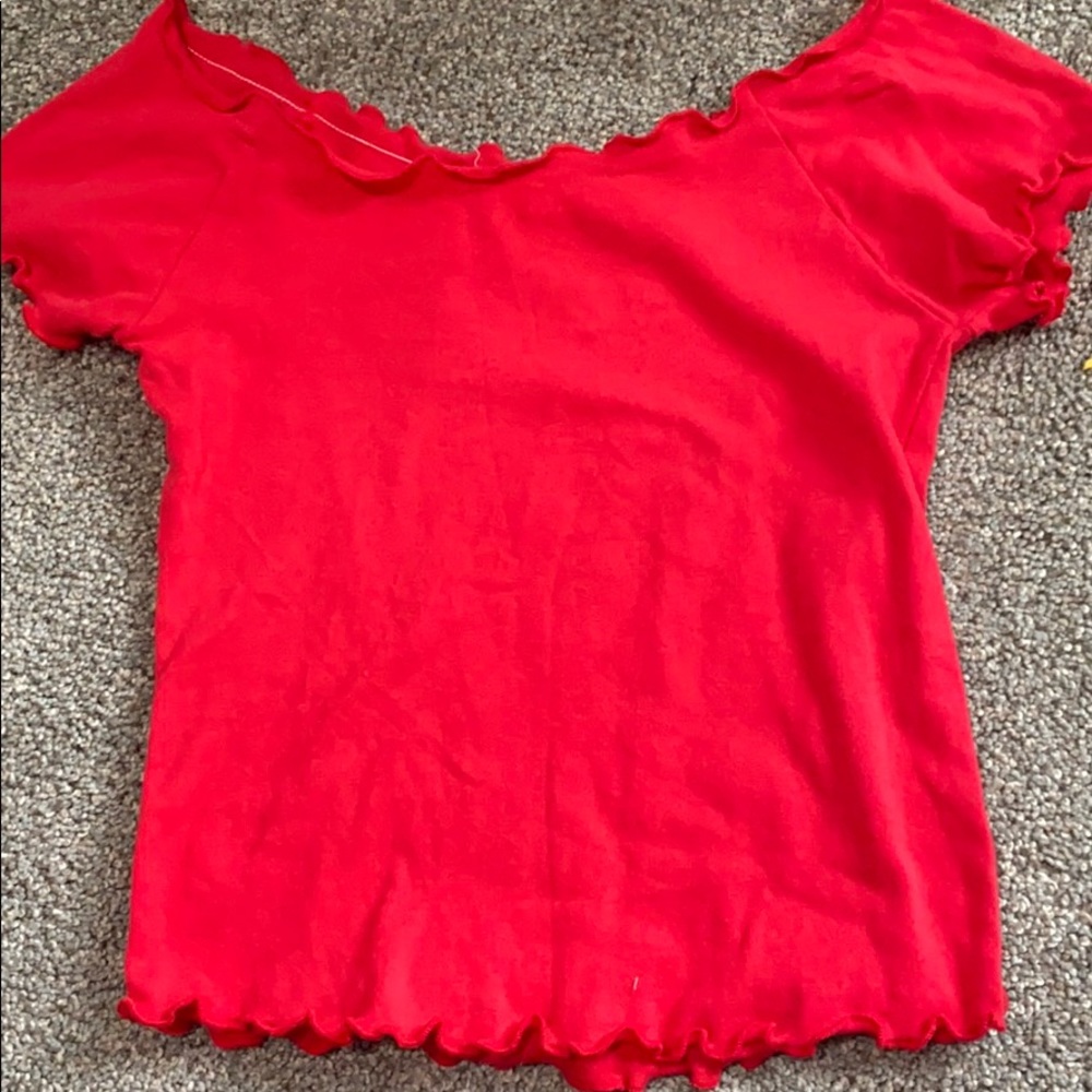 red off the shoulder top